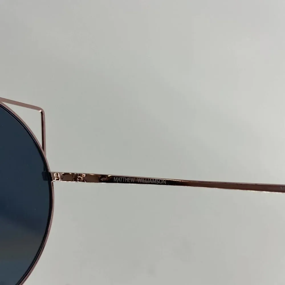 Matthew Williamson Round Mirrored Winged Cat Eye Rose Gold Tone Sunglasses